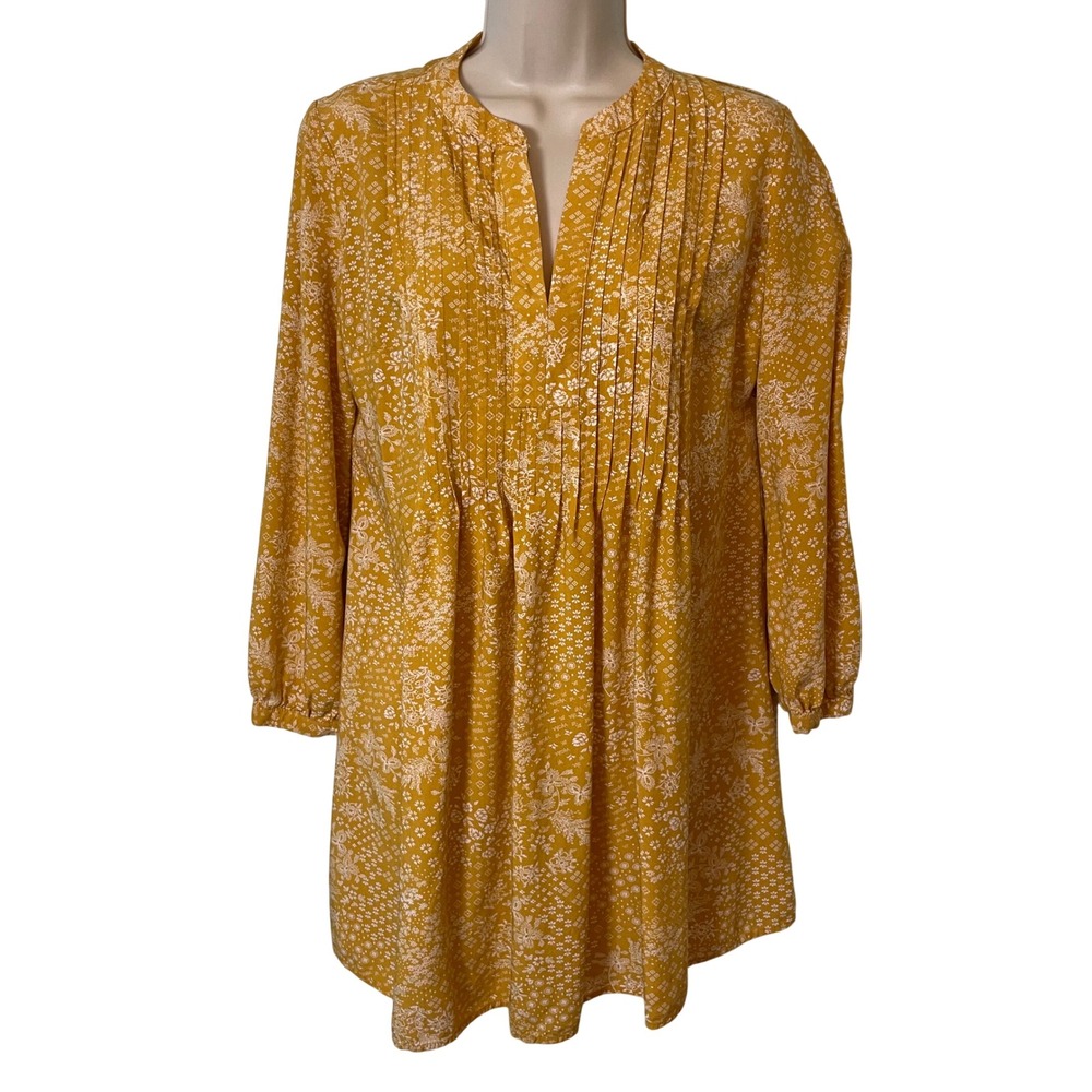 Old Navy Women's Yellow Long Sleeve Pleated Front Dress‎ S Cottagecore